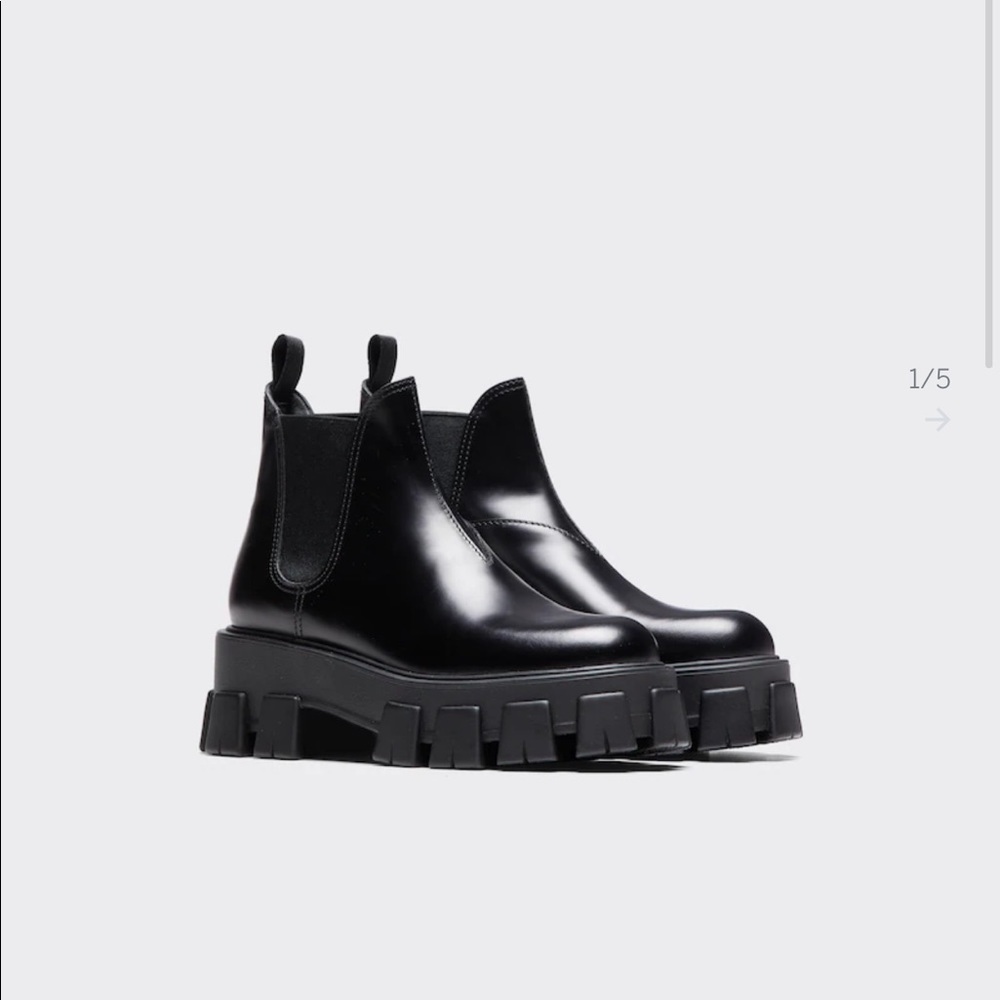 PRADA Monolith brushed leather Chelsea boots